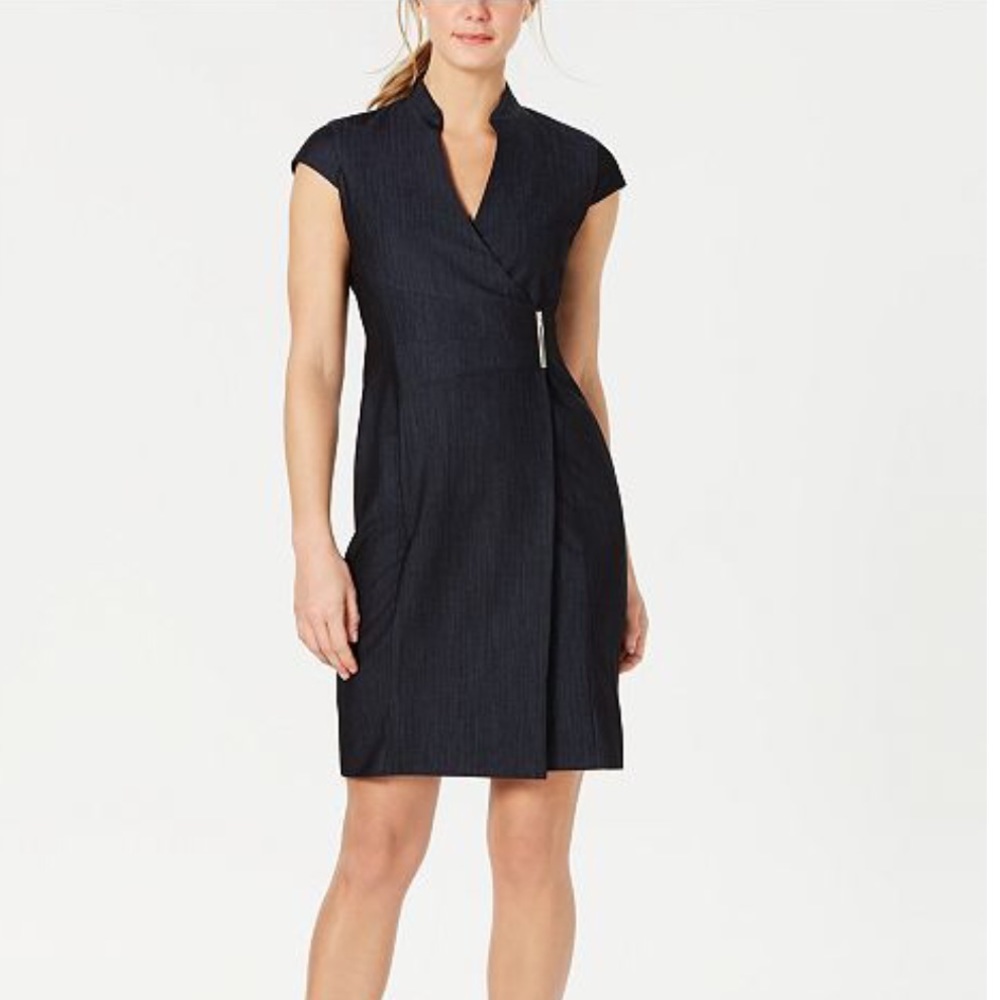 Calvin Klein Sz 6 Wrap Front Dress in Charcoal
